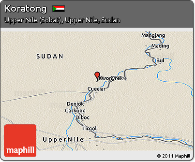 Shaded Relief Panoramic Map of Koratong
