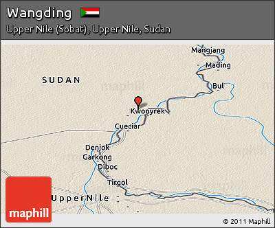 Shaded Relief Panoramic Map of Wangding