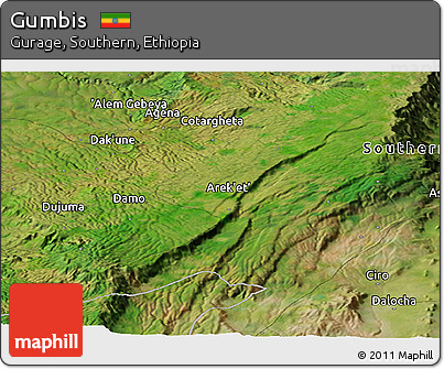 Satellite Panoramic Map of Gumbis