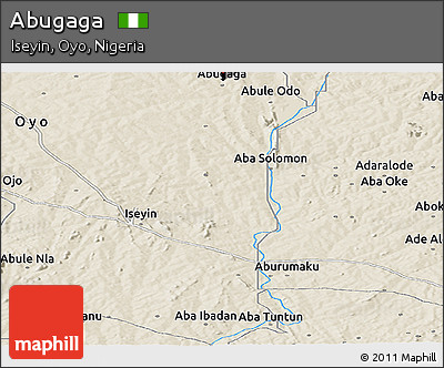 Shaded Relief Panoramic Map of Abugaga