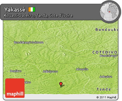 Physical Panoramic Map of Yakassé