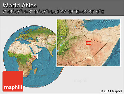 Satellite Location Map of the Area around 8° 2' 17" N, 44° 16' 29" E