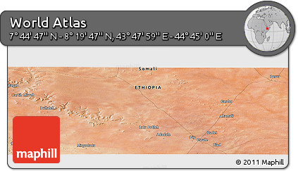 Satellite Panoramic Map of the Area around 8° 2' 17" N, 44° 16' 29" E