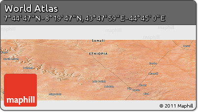 Satellite Panoramic Map of the Area around 8° 2' 17" N, 44° 16' 29" E