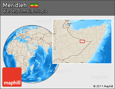 Shaded Relief Location Map of Meridleh