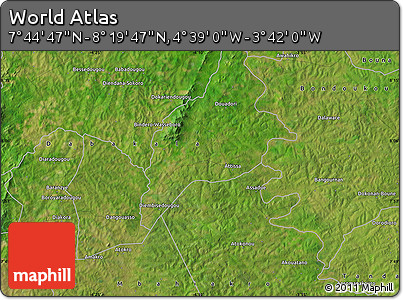 Satellite Map of the Area around 8° 2' 17" N, 4° 10' 30" W