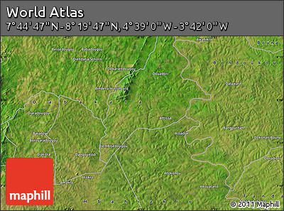Satellite Map of the Area around 8° 2' 17" N, 4° 10' 30" W