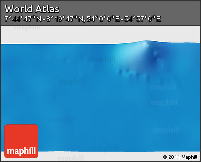 Physical 3D Map of the Area around 8° 2' 17" N, 54° 28' 30" E