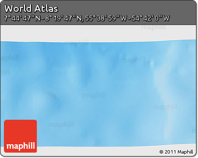 Physical 3D Map of the Area around 8° 2' 17" N, 55° 10' 29" W