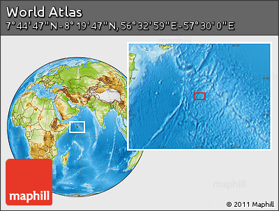 Physical Location Map of the Area around 8° 2' 17" N, 57° 1' 29" E