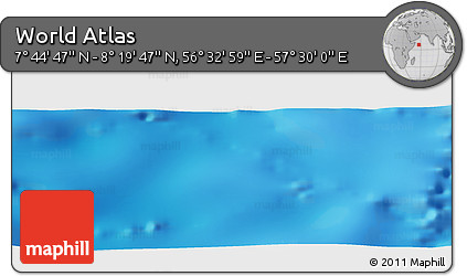 Physical Panoramic Map of the Area around 8° 2' 17" N, 57° 1' 29" E