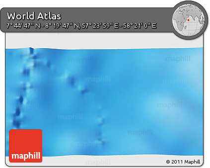 Physical 3D Map of the Area around 8° 2' 17" N, 57° 52' 30" E