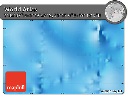 Shaded Relief Map of the Area around 8° 2' 17" N, 58° 43' 30" E