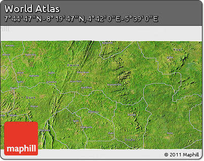 Satellite 3D Map of the Area around 8° 2' 17" N, 5° 10' 30" E