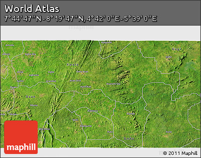 Satellite 3D Map of the Area around 8° 2' 17" N, 5° 10' 30" E