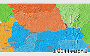 Political 3D Map of the area around 8° 2' 17" N, 5° 1' 30" W
