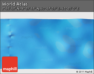 Physical 3D Map of the Area around 8° 2' 17" N, 61° 16' 29" E