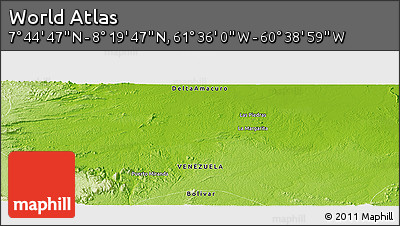 Physical Panoramic Map of the Area around 8° 2' 17" N, 61° 7' 30" W