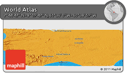 Political Panoramic Map of the Area around 8° 2' 17" N, 61° 7' 30" W