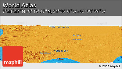Political Panoramic Map of the Area around 8° 2' 17" N, 61° 7' 30" W