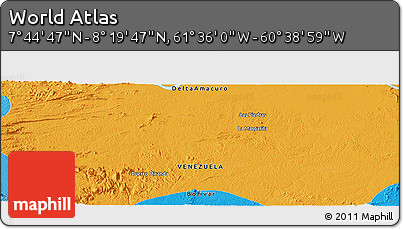 Political Panoramic Map of the Area around 8° 2' 17" N, 61° 7' 30" W