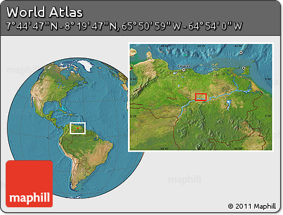 Satellite Location Map of the Area around 8° 2' 17" N, 65° 22' 30" W