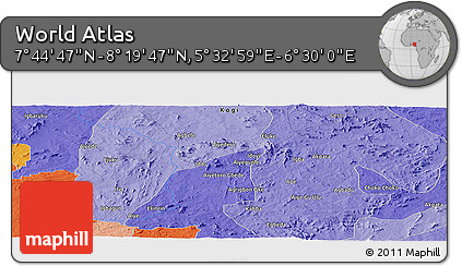 Political Panoramic Map of the Area around 8° 2' 17" N, 6° 1' 30" E