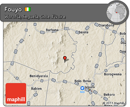 Shaded Relief Map of Fouyo