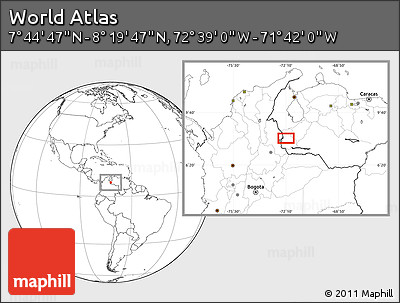 Blank Location Map of the Area around 8° 2' 17" N, 72° 10' 30" W