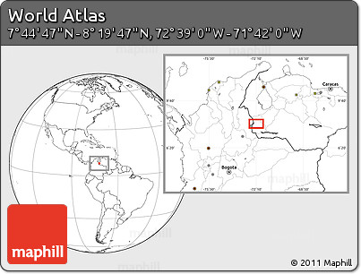 Blank Location Map of the Area around 8° 2' 17" N, 72° 10' 30" W
