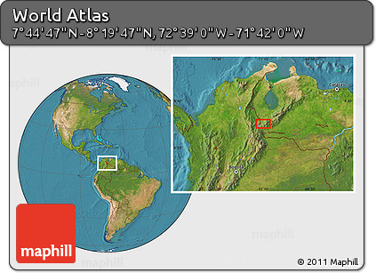 Satellite Location Map of the Area around 8° 2' 17" N, 72° 10' 30" W