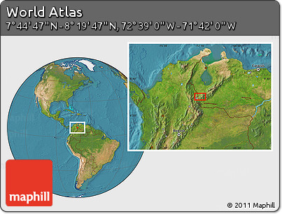 Satellite Location Map of the Area around 8° 2' 17" N, 72° 10' 30" W