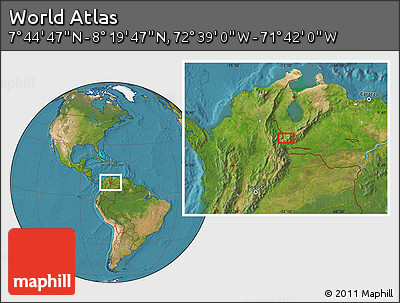 Satellite Location Map of the Area around 8° 2' 17" N, 72° 10' 30" W