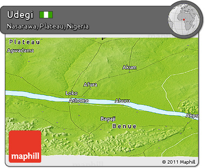 Physical Panoramic Map of Udegi