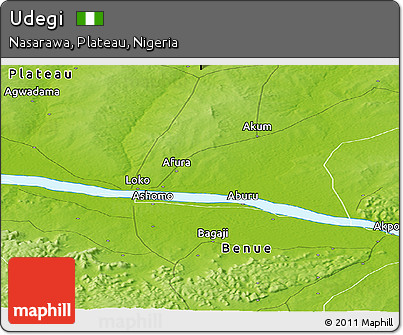 Physical Panoramic Map of Udegi