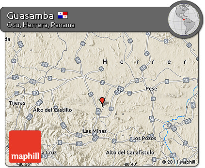 Shaded Relief Map of Guasamba