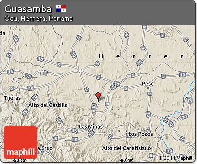 Shaded Relief Map of Guasamba