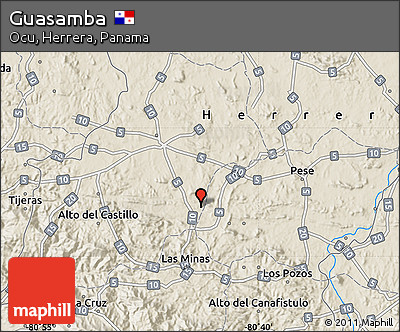 Shaded Relief Map of Guasamba