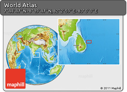 Physical Location Map of the Area around 8° 2' 17" N, 82° 31' 30" E