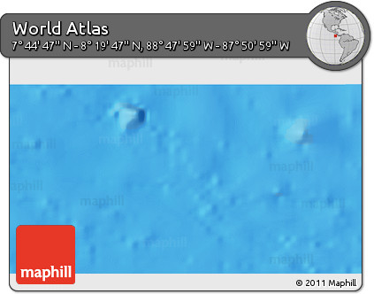 Physical 3D Map of the Area around 8° 2' 17" N, 88° 19' 29" W