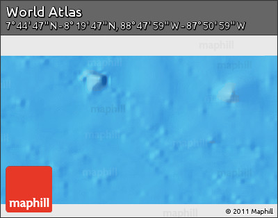 Physical 3D Map of the Area around 8° 2' 17" N, 88° 19' 29" W