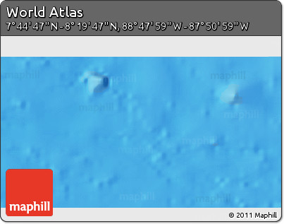 Physical 3D Map of the Area around 8° 2' 17" N, 88° 19' 29" W