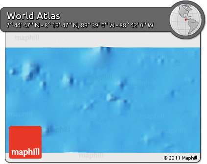 Shaded Relief 3D Map of the Area around 8° 2' 17" N, 89° 10' 30" W