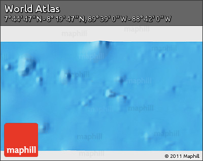 Shaded Relief 3D Map of the Area around 8° 2' 17" N, 89° 10' 30" W