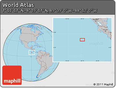 Gray Location Map of the Area around 8° 2' 17" N, 89° 10' 30" W