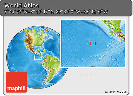 Physical Location Map of the Area around 8° 2' 17" N, 89° 10' 30" W