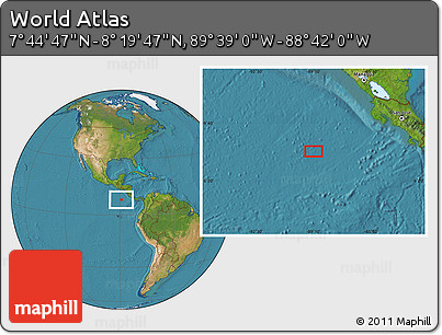 Satellite Location Map of the Area around 8° 2' 17" N, 89° 10' 30" W