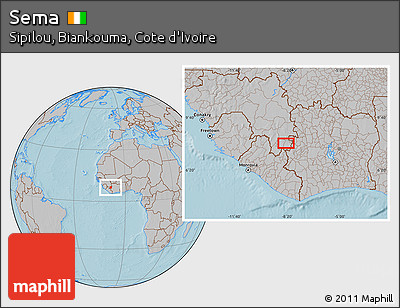 Gray Location Map of Sema, hill shading