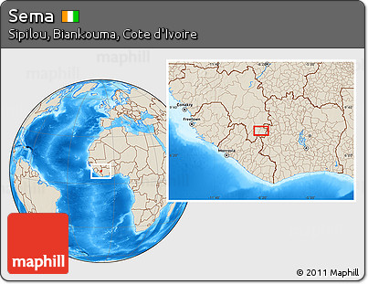 Shaded Relief Location Map of Sema