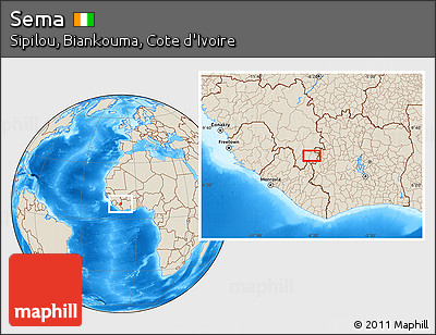 Shaded Relief Location Map of Sema
